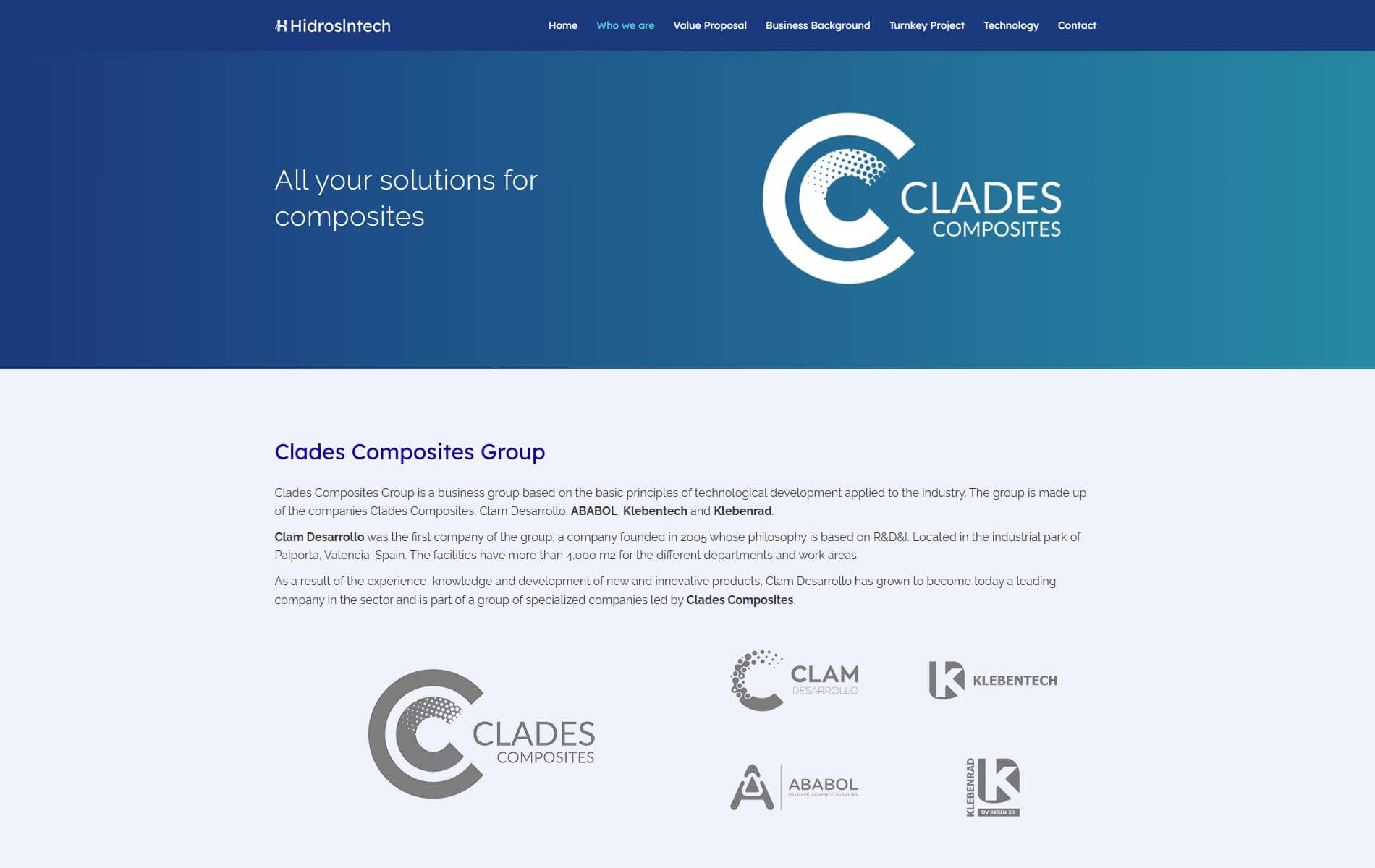 Diseño web para HidrosIntech