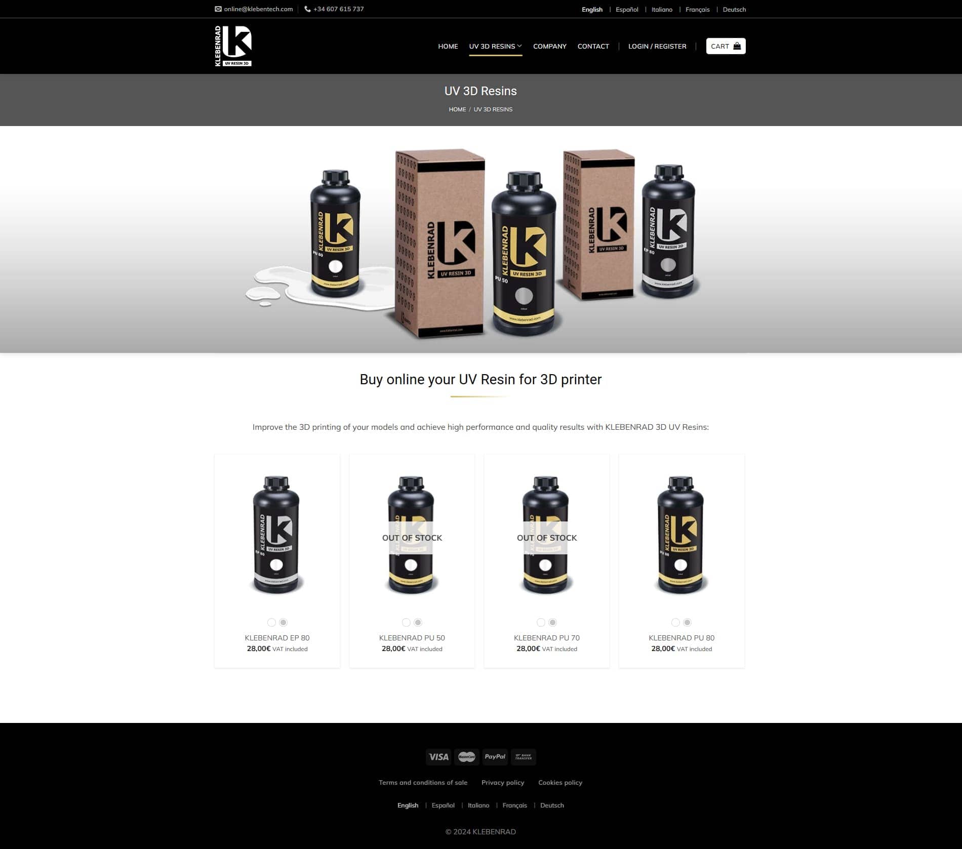 Diseño de la tienda online de Klebenrad